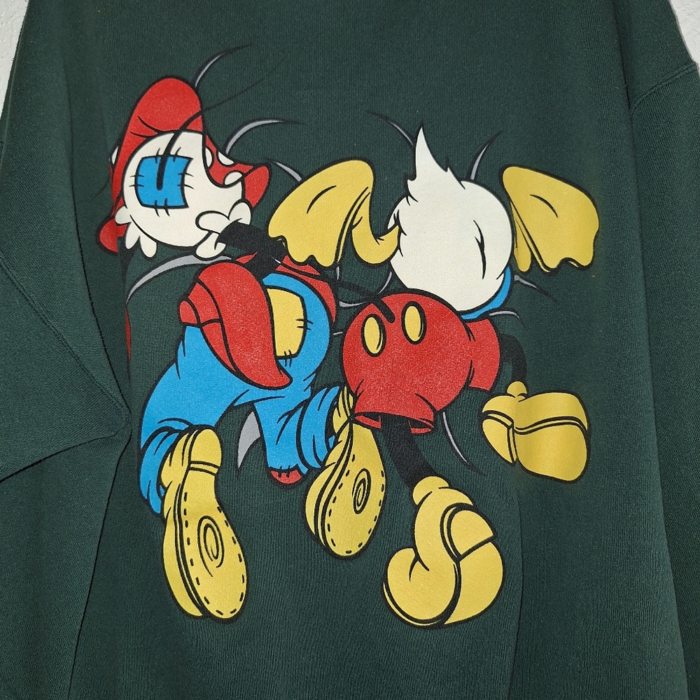 Mickey & Co 90s Mickey Mouse And Friends Green Pullover XL VINTAGE Made USA - Picture 4 of 6